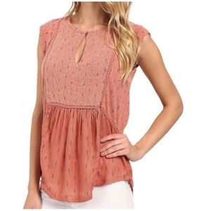 Lucky Brand Keyhole Textured Blouse
